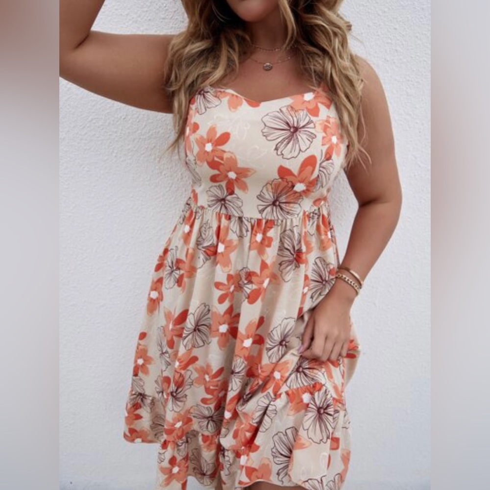 Floral Print, Ruffle Hem Dress